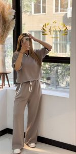 ست تیشرت شلوار زنانه عمده مدل ماهلین فری سایز
