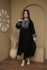 مانتو کفتان جلو چهارخونه تابستانی