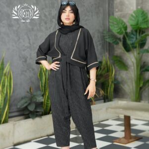اورال دو تکه زرنوش زنانه در رنگ کرم روشن با طراحی خاص