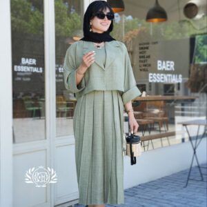 ست سه‌تکه زنانه مدل آزیتا شامل کت، تاپ و دامن