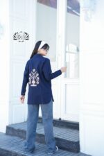 شومیز زنانه آهو لینن پشت گلدوزی مشکی