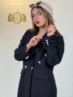 مانتو عمده بلند ژیکان - رنگ مشکی نمای نزدیک