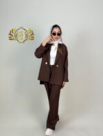 کت و شلوار زنانه عمده ترنم - رنگ قهوه ای