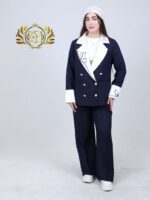 کت و شلوار زنانه عمده پروا رنگ سرمه‌ای