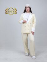کت و شلوار زنانه عمده پروا رنگ لیمویی-