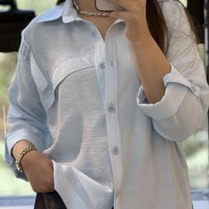 نمای نزدیک شومیز پری عمده مدل سانیا فری سایز قد ۶۵